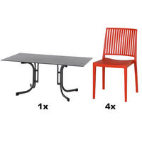 GARTENGARNITUR 5-teilig Stahl  - Anthrazit/Rot, Basics, Kunststoff/Metall (90/80/160cm) - Siena Garden