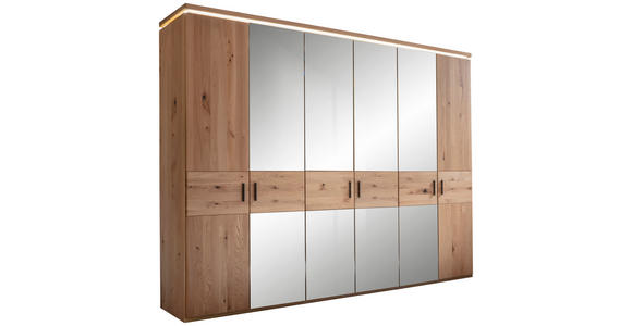 DREHTÜRENSCHRANK 296/230/62 cm 6-türig Eichefarben  - Eichefarben/Schwarz, Natur, Glas/Holz (296/230/62cm) - Linea Natura