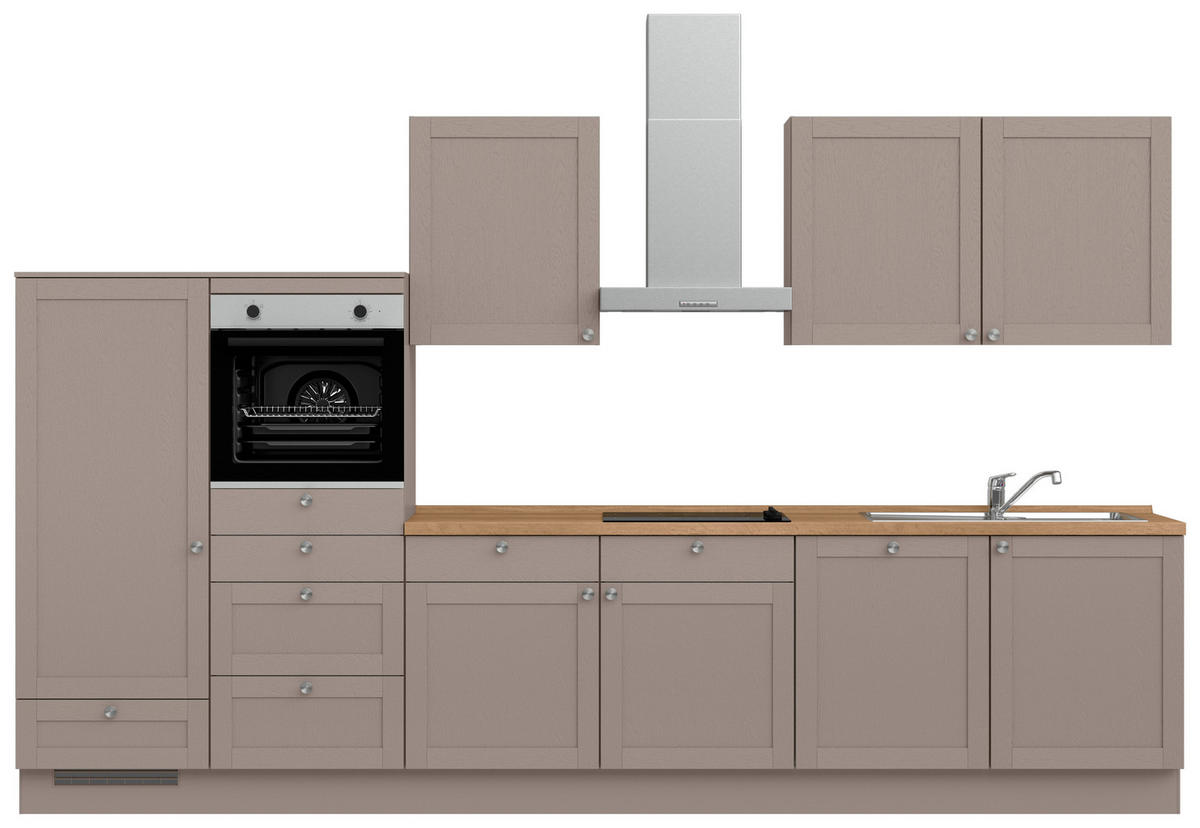 KÜCHENLEERBLOCK Frame 360 cm  in Eichefarben, Beigebraun  - Edelstahlfarben/Eichefarben, MODERN, Holzwerkstoff/Metall (360cm) - Nobilia