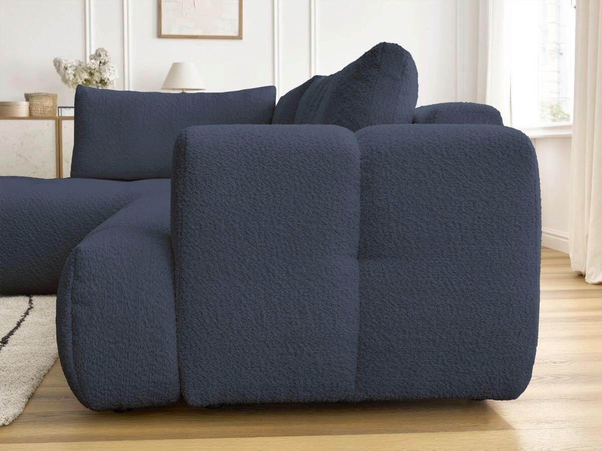 ECKSCHLAFSOFA FUJI Bouclé Dunkelblau  inkl.  - Schwarz/Dunkelblau, MODERN, Kunststoff/Textil (204/282cm)