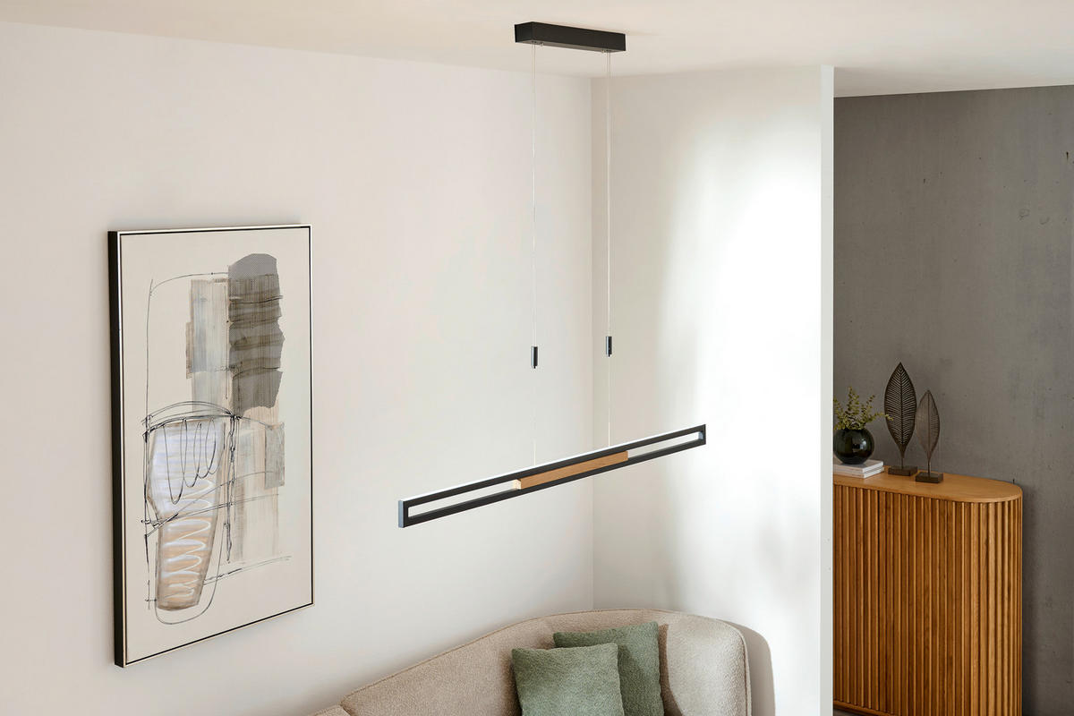 ZÁVĚSNÉ LED SVÍTIDLO,   - černá, Basics, kov/dřevo (127,8cm) - Dieter Knoll