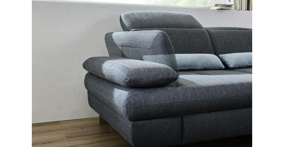 Wohnlandschaft inkl.Funktionen Grau, Hellblau Webstoff - Alufarben/Grau, KONVENTIONELL, Textil/Metall (286/216cm) - Cantus