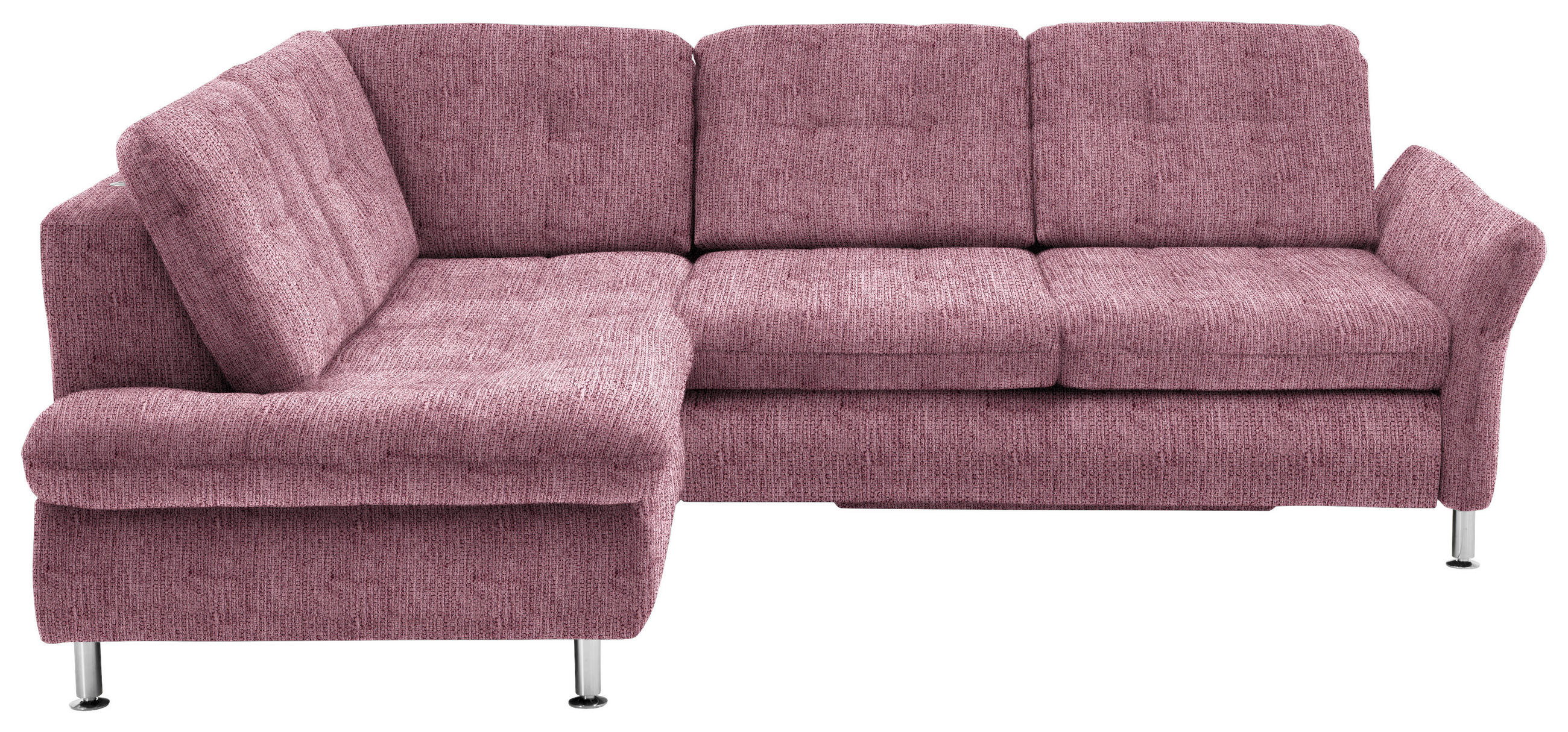 ECKSOFA in Webstoff Rot  - Chromfarben/Rot, Konventionell, Textil/Metall (210/242cm) - Beldomo Style
