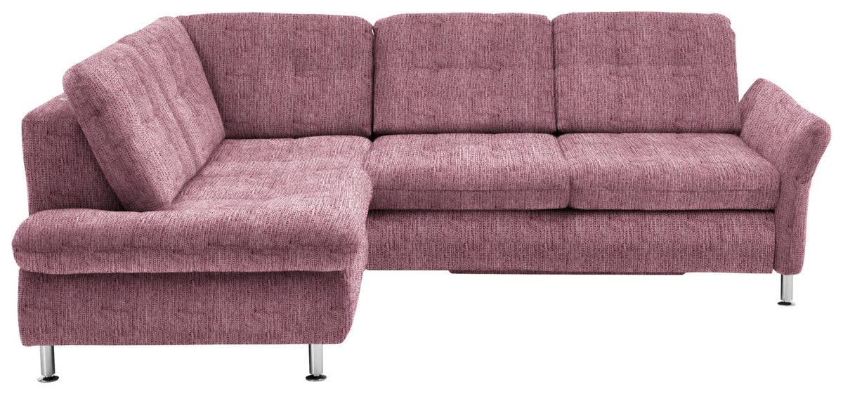 ECKSOFA in Webstoff Rot  - Chromfarben/Rot, Konventionell, Textil/Metall (210/242cm) - Beldomo Style