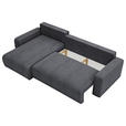 ECKSOFA Graphitfarben Cord  - Schwarz/Graphitfarben, MODERN, Kunststoff/Textil (150/245cm) - Carryhome