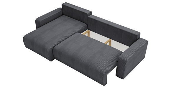 ECKSOFA in Cord Graphitfarben  - Schwarz/Graphitfarben, MODERN, Kunststoff/Textil (150/245cm) - Carryhome