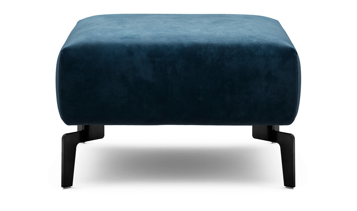 HOCKER Samt Dunkelblau  - Schwarz/Dunkelblau, Design, Textil/Metall (70/70/46cm) - SENSOO