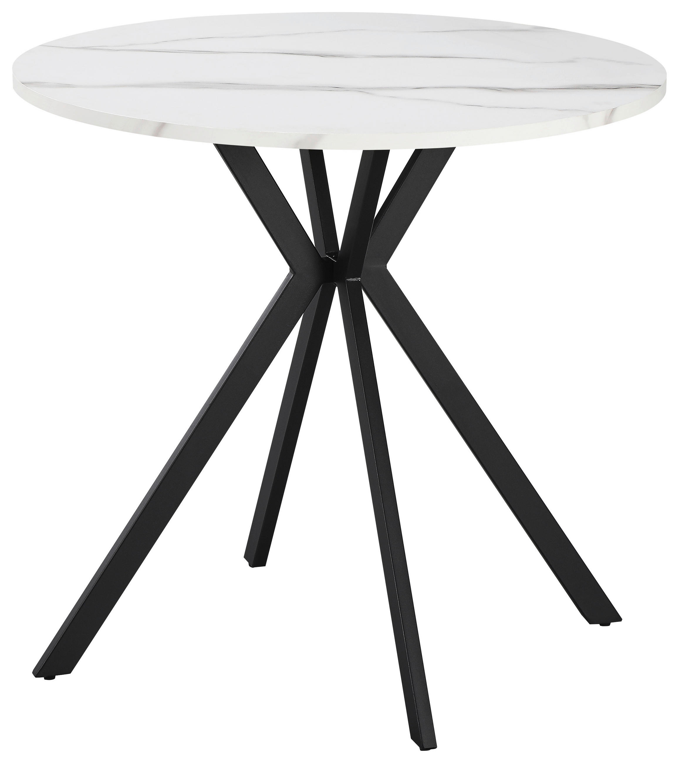 ESSTISCH 80/80/76 cm Nachbildung  Metall, Holzwerkstoff rund Schwarz, Weiß  - Schwarz/Weiß, Design, Holzwerkstoff/Metall (80/80/76cm) - Milino