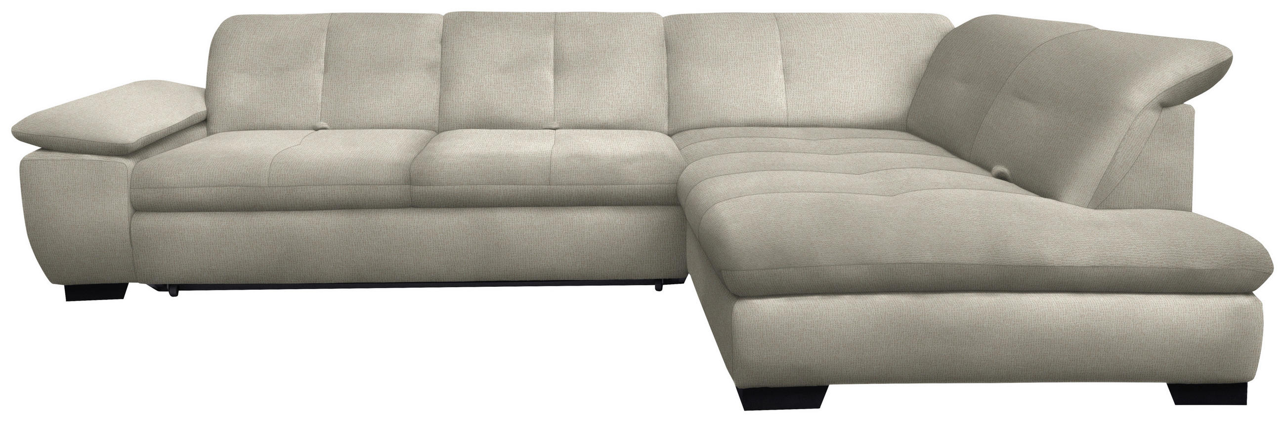 ECKSOFA in Flachgewebe Ecru  - Ecru/Schwarz, Design, Textil/Metall (313/242cm) - Xora