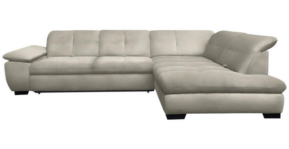 ECKSOFA in Flachgewebe Ecru 313/242 cm - Ecru/Schwarz, Design, Textil/Metall (313/242cm) - Xora