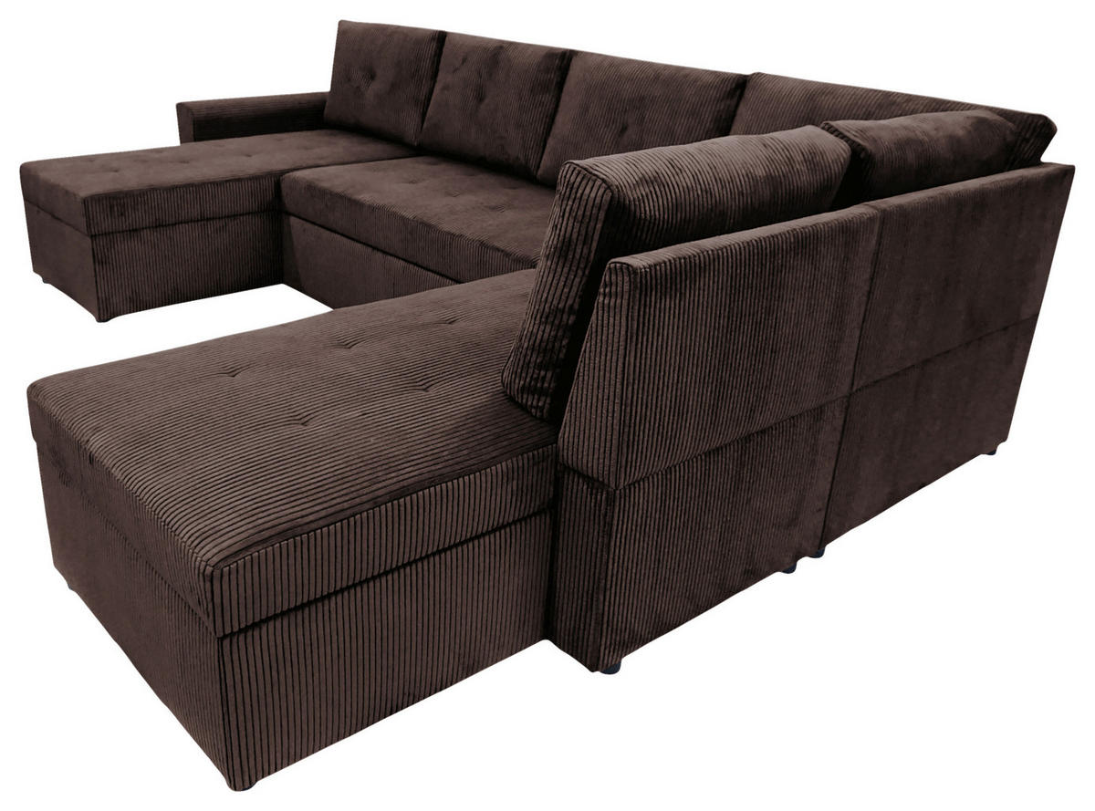 WOHNLANDSCHAFT TERMOLI Braun Cord  - Schwarz/Braun, Design, Kunststoff/Textil (155/297/212cm) - MID.YOU