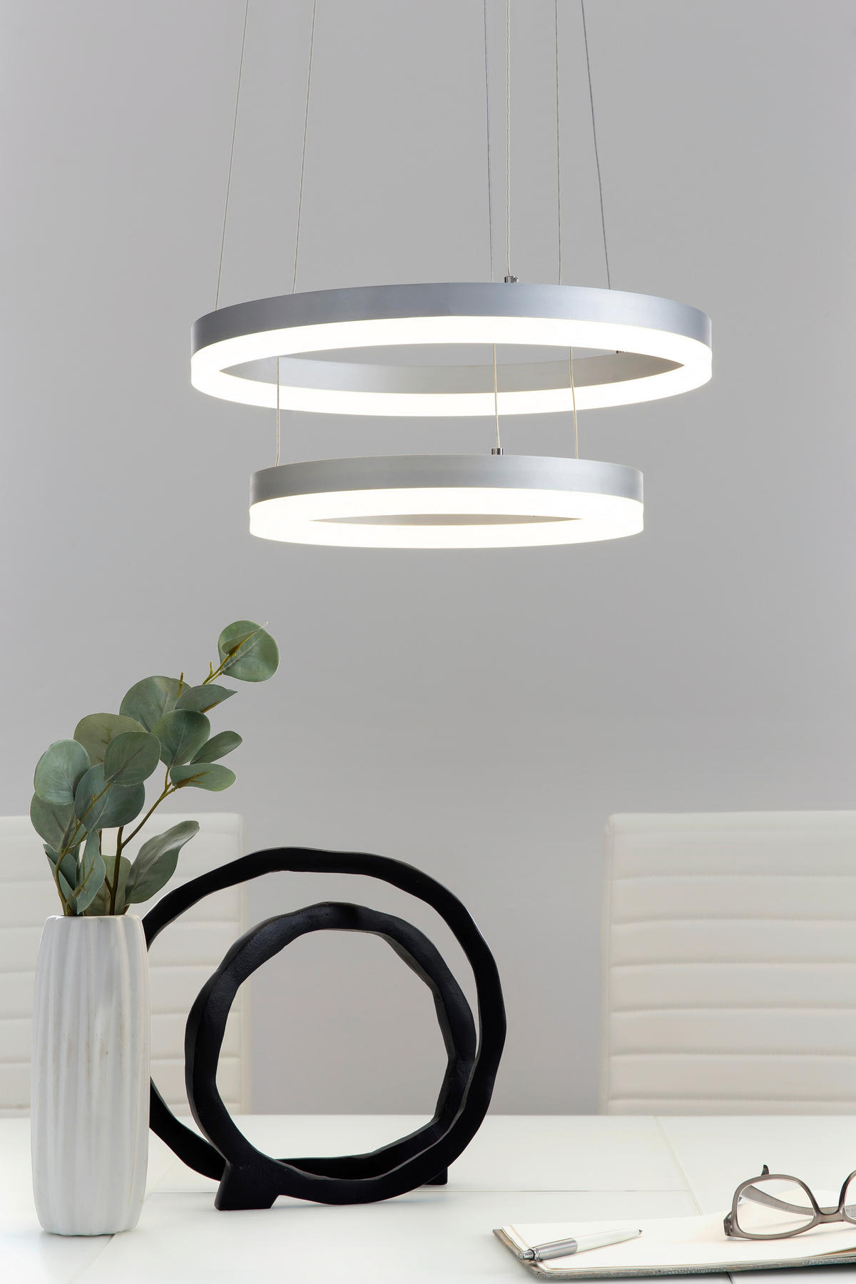 HÄNGELEUCHTE 38/150/38 cm  - Chromfarben/Weiß, Design, Kunststoff/Metall (38/150/38cm) - P & B