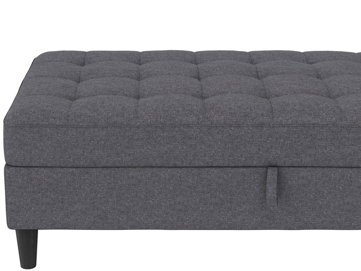 HOCKER PALERMO Webstoff, Leinenoptik Grau  - Schwarz/Grau, Basics, Kunststoff/Textil (130/43/69cm) - Livetastic