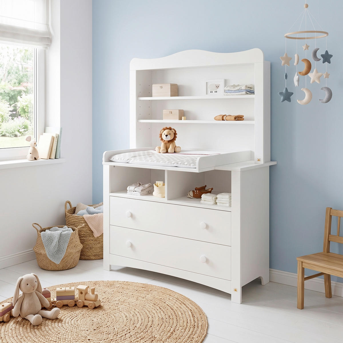 WICKELKOMMODE PINOLINO FLORENTINA 130/180/57-77 cm  - Rosa/Weiß, Trend, Holzwerkstoff/Kunststoff (130/180/57-77cm) - Pinolino