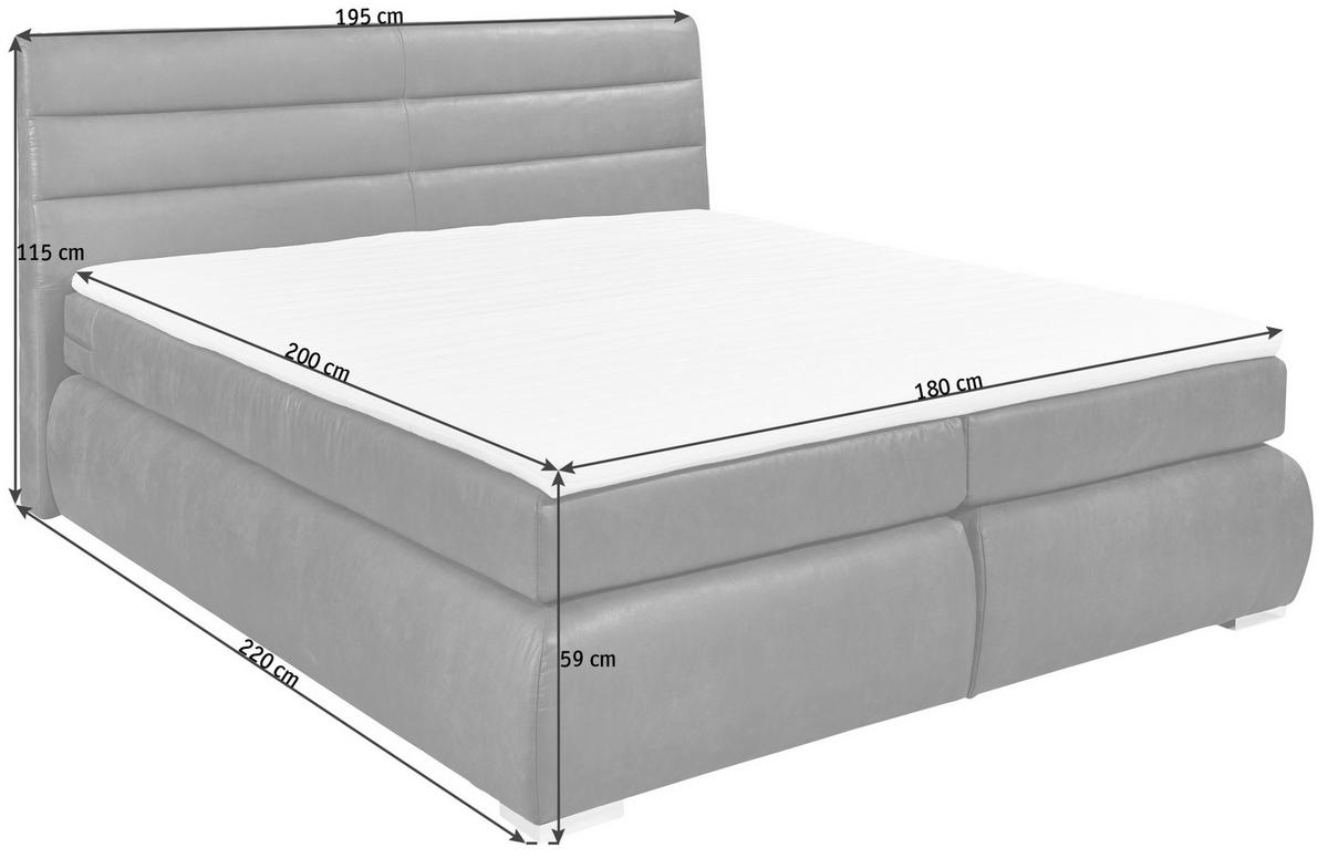 POSTELJA BOXSPRING 200 cm   x 180 cm  , les, tekstil, leseni material antracit  - srebrne barve/antracit, Konvencionalno, umetna masa/tekstil (180/200cm) - Esposa