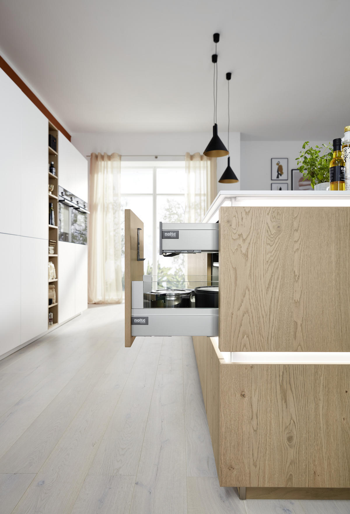 EINBAUKÜCHE TAVOLA  - Weiß, Natur, Holzwerkstoff - Nolte Küchen