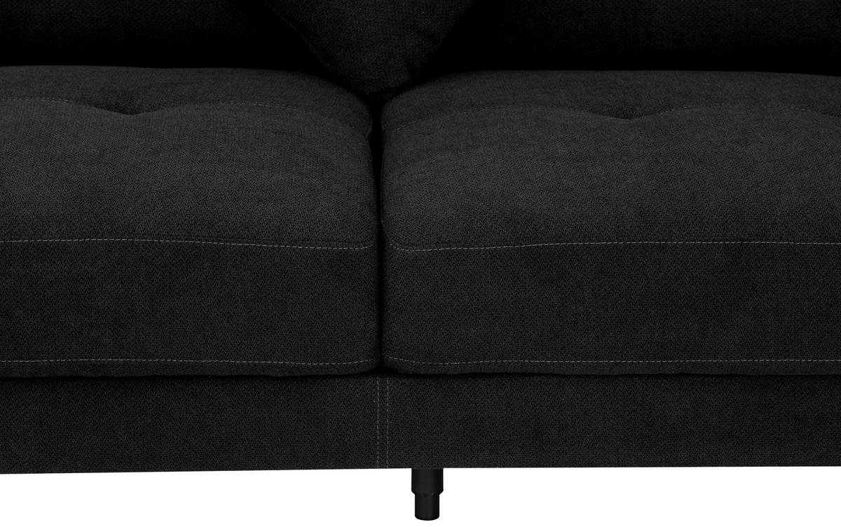 BOXSPRINGSOFA in Textil Schwarz  - Schwarz, KONVENTIONELL, Textil/Metall (175/92/94cm) - Livetastic