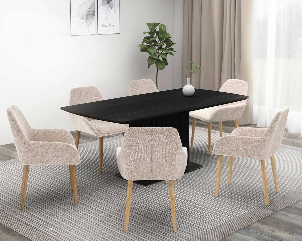ARMLEHNSTUHL-SET 2 Stück  in Webstoff  - Beige/Naturfarben, MODERN, Holz/Textil (57/85/59cm) - MID.YOU