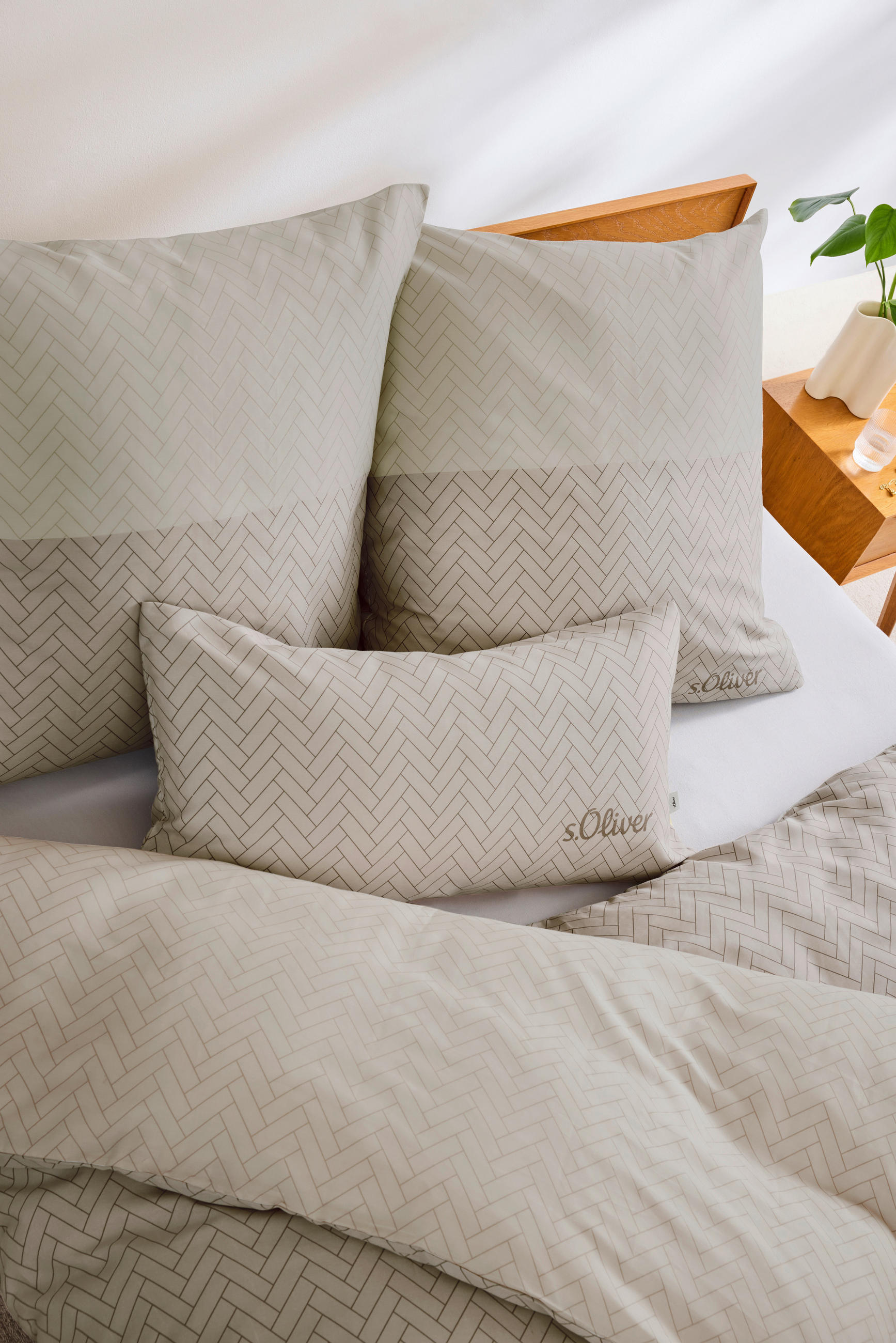 BETTWÄSCHE Makosatin 140/200 cm  - Beige, Basics, Textil (140/200cm) - S. Oliver