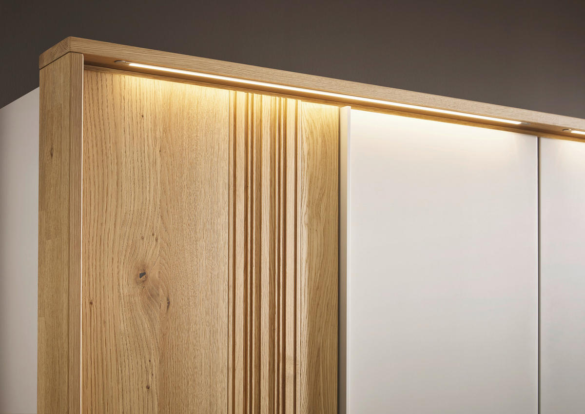 DREHTÜRENSCHRANK 301,9/223,3/62 cm,  in Perlmutt, Wildeiche, 6-türig  - Wildeiche/Perlmutt, Design, Holz/Holzwerkstoff (301,9/223,3/62cm) - Valnatura