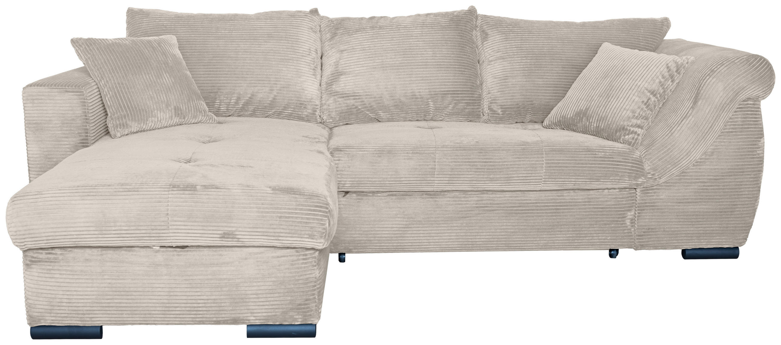 ECKSOFA in Cord Beige  - Beige/Schwarz, KONVENTIONELL, Textil/Metall (168/258cm) - Carryhome