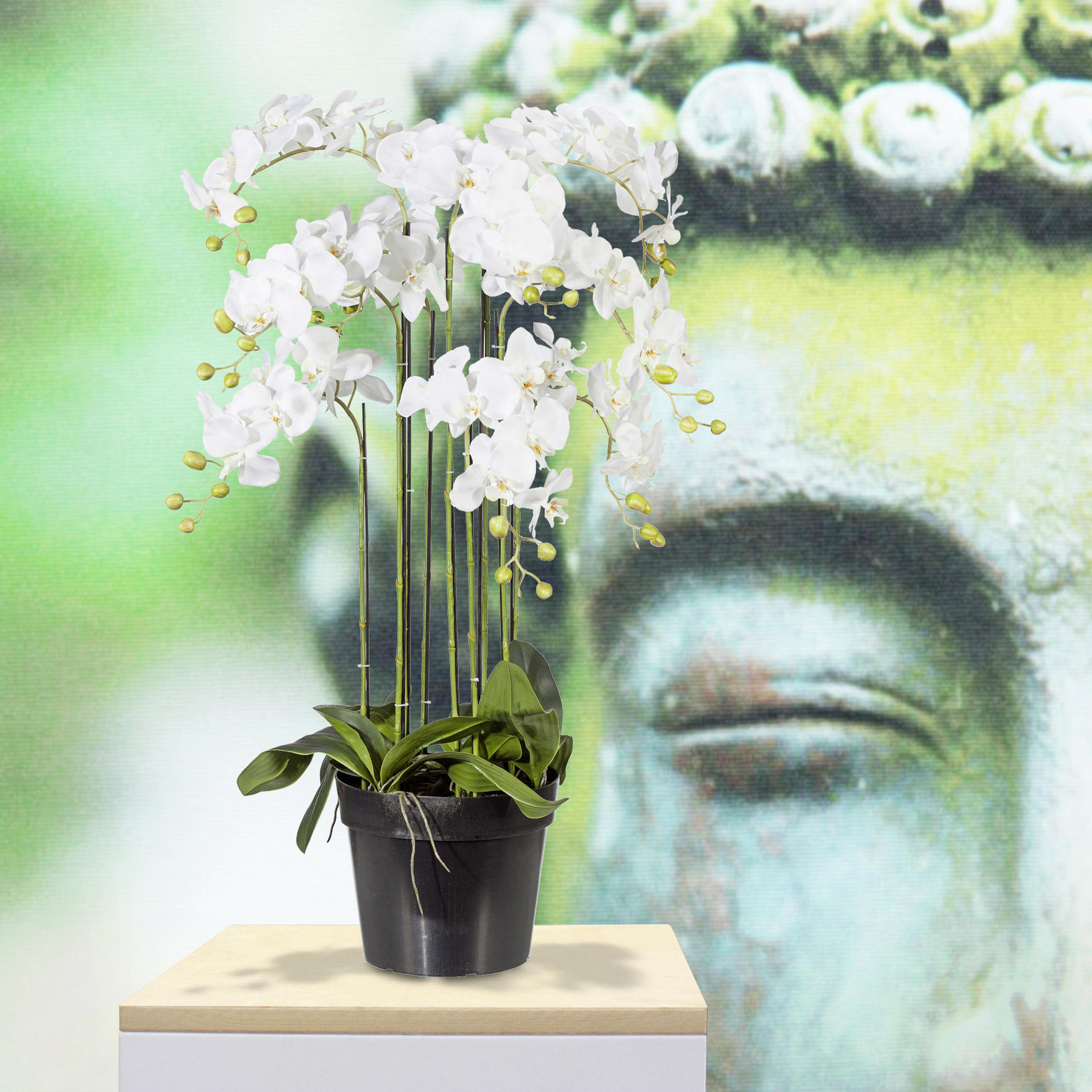 KUNSTBLUME Orchidee  - Weiß/Grün, Basics, Kunststoff (90cm) - P & B