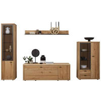 WOHNWAND  in Dunkelgrau, Wildeiche 324/202/45 cm  - Wildeiche/Dunkelgrau, Design, Glas/Holz (324/202/45cm) - Valnatura