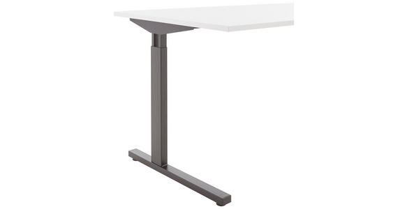SCHREIBTISCH 160/80/70-80 cm in Hellgrau - Hellgrau/Schwarz, MODERN, Holzwerkstoff/Metall (160/80/70-80cm) - Novel