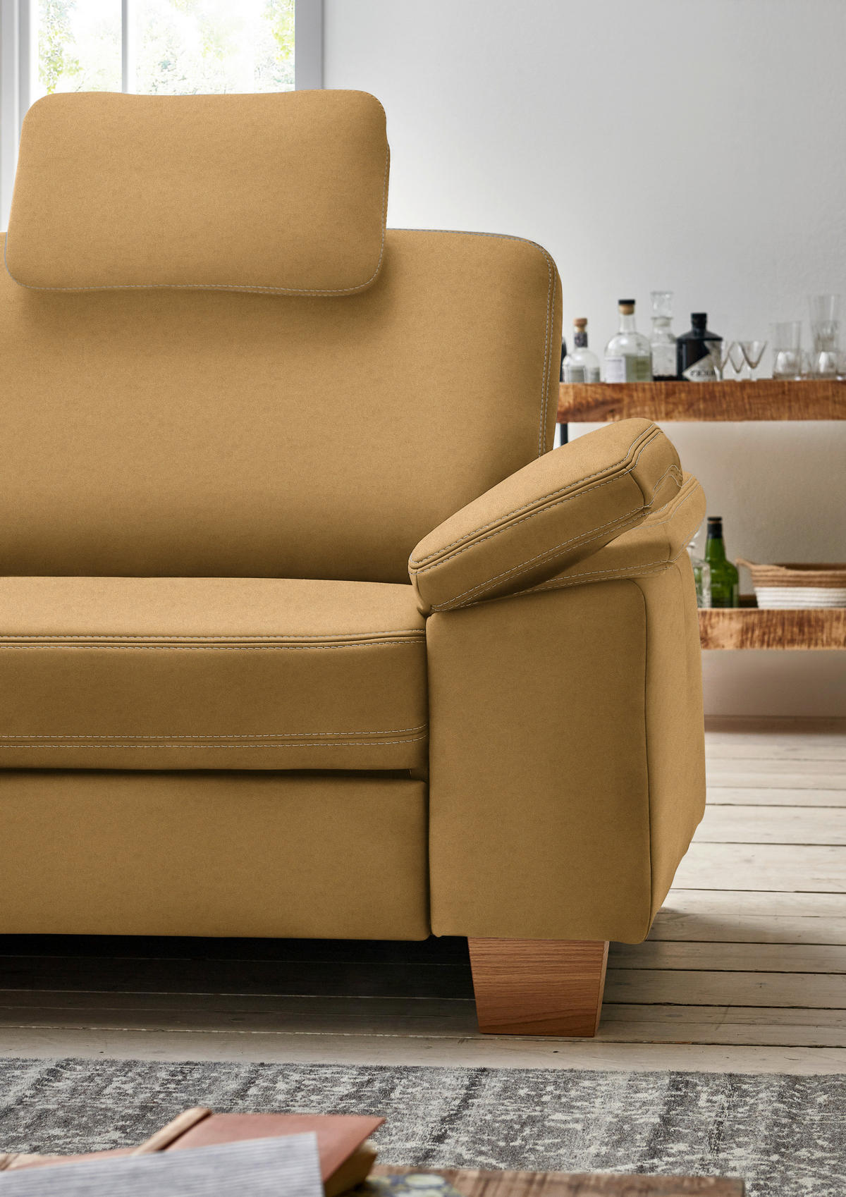 ECKSOFA  in Echtleder Currygelb  235/274 cm  - Currygelb/Eichefarben, KONVENTIONELL, Leder/Holzwerkstoff (235/274cm) - Beldomo Premium