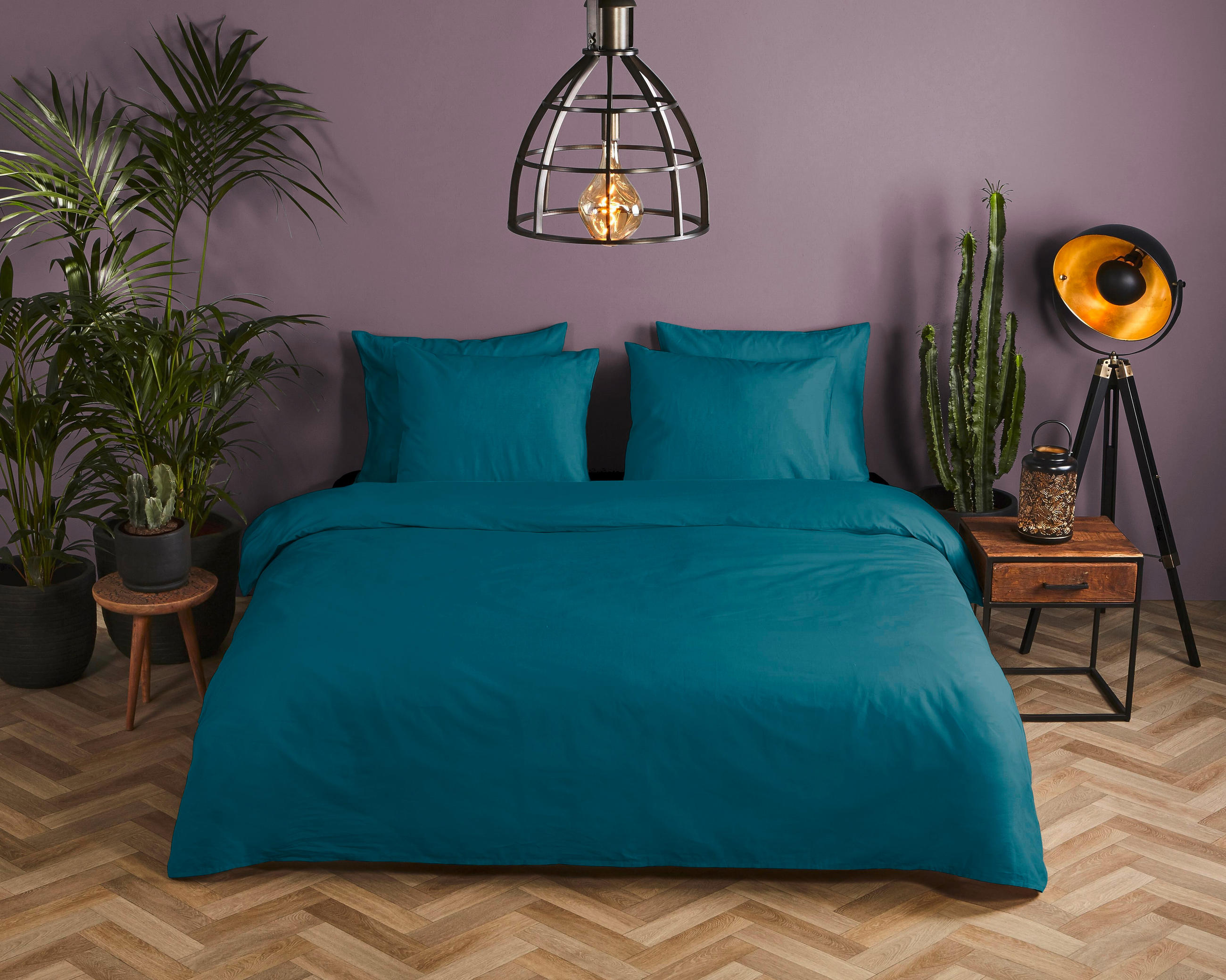 BETTWÄSCHE Uni Petrol Satin 135/200 cm  - Petrol, Basics, Textil (135/200cm)