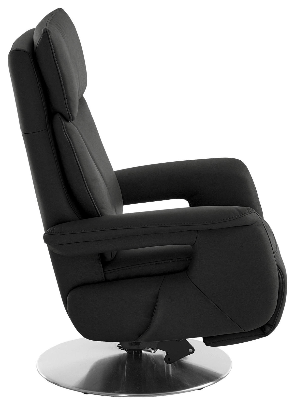 RELAXSESSEL in Leder Anthrazit  - Edelstahlfarben/Anthrazit, Design, Leder/Metall (78/112/85cm) - Cantus