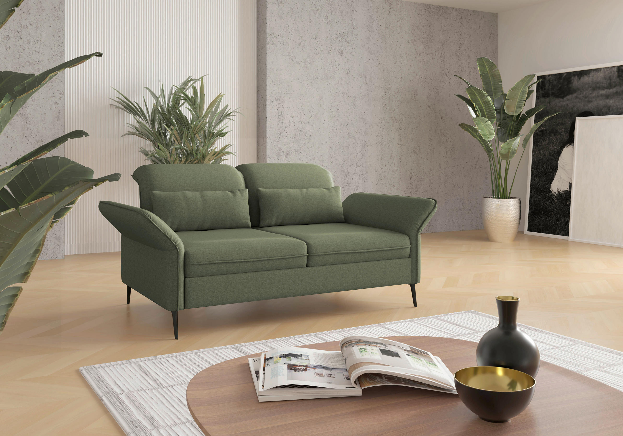 Sit & More 3-Sitzer-Sofa Olivgrün 199x92x123 cm