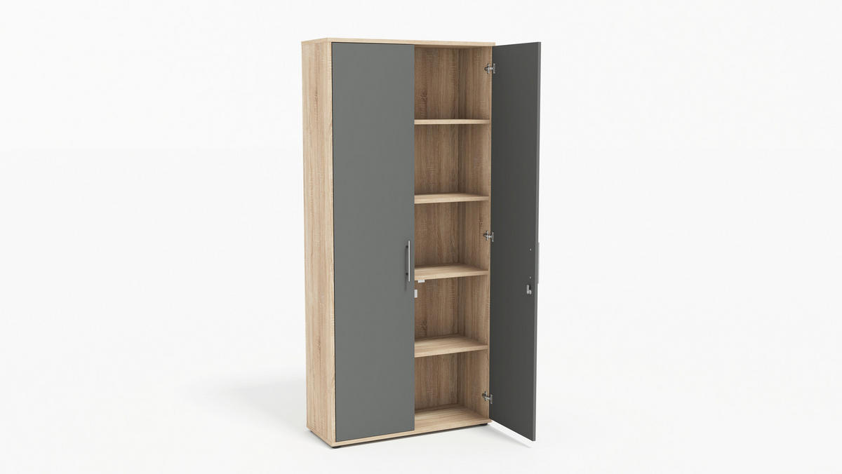 AKTENSCHRANK Anthrazit, Sonoma Eiche  - Anthrazit/Sonoma Eiche, MODERN, Holzwerkstoff (128,5/185,6/33cm) - MID.YOU