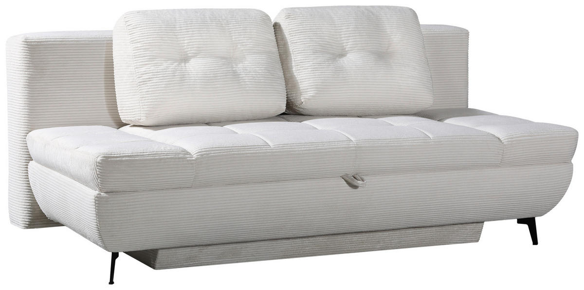 SCHLAFSOFA Flachgewebe Hellgrau  inkl. Rückenkissen, Bettkasten, Schlaffunktion  - Hellgrau/Schwarz, Design, Textil/Metall (210/92/107cm) - Novel