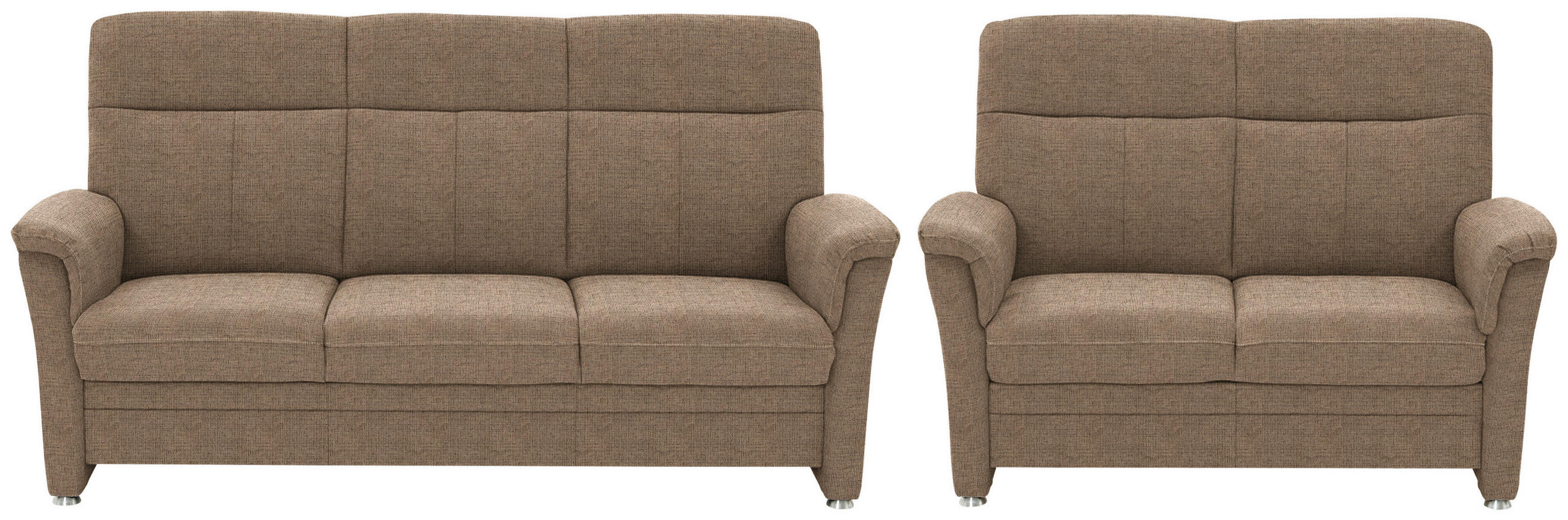 SITZGARNITUR 142-194/100/89 cm  in Flachgewebe Hellbraun  - Hellbraun/Alufarben, KONVENTIONELL, Textil/Metall (142-194/100/89cm) - Beldomo Comfort