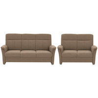 SITZGARNITUR Flachgewebe Hellbraun  - Hellbraun/Alufarben, Konventionell, Textil/Metall (142-194/100/89cm) - Beldomo Comfort