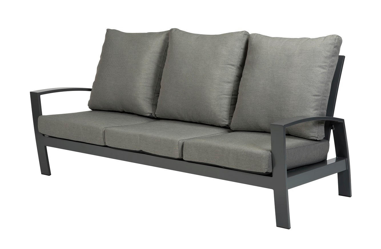 LOUNGESOFA  - Anthrazit/Grau, Basics, Textil/Metall (199/92/89cm) - Tierra Outdoor