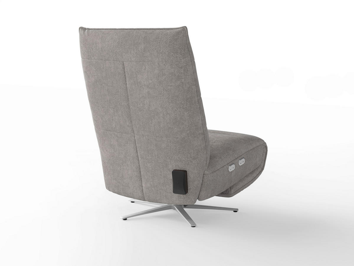 RELAXSESSEL EVE E Mikrofaser Kopfteilverstellung, Rücken echt    - Silberfarben/Grau, Basics, Textil/Metall (80/109/98cm) - Sit & More