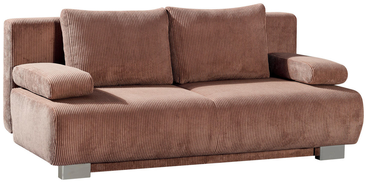 SCHLAFSOFA in Cord Rosa  - Rosa, Konventionell, Textil/Metall (196/89/94cm) - Novel