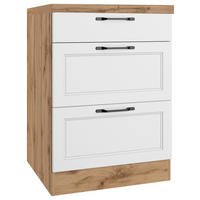 KÜCHENUNTERSCHRANK 60/86/60 cm  in Weiß, Eiche Wotan  - Eiche Wotan/Schwarz, LIFESTYLE, Holzwerkstoff/Metall (60/86/60cm) - Held