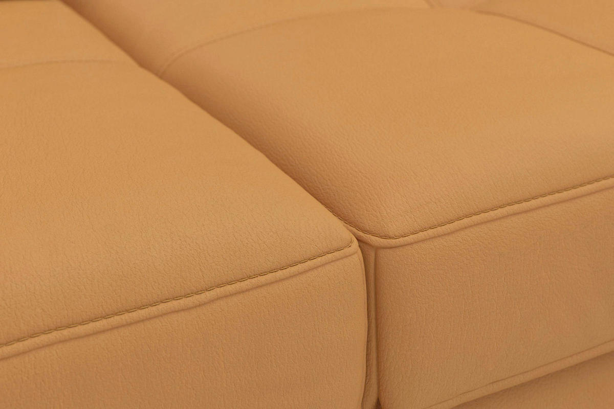 ECKSOFA COSTELLO E Currygelb Echtleder Nierenkissen, Armteilverstellung, Sitztiefenverstellung  - Currygelb/Schwarz, Basics, Leder/Textil (176/301cm) - Sit & More