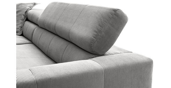 ECKSOFA Grau Cord Rücken echt, Kopfteilverstellung, Sitzvorzug  - Schwarz/Grau, KONVENTIONELL, Textil/Metall (219/311cm) - Hom`in
