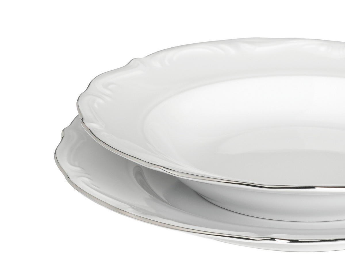 SERVIS Maria Theresia Platin 18 delar  - vit/platinafärgad, Basics, keramik (36,5/30,5cm) - Creatable