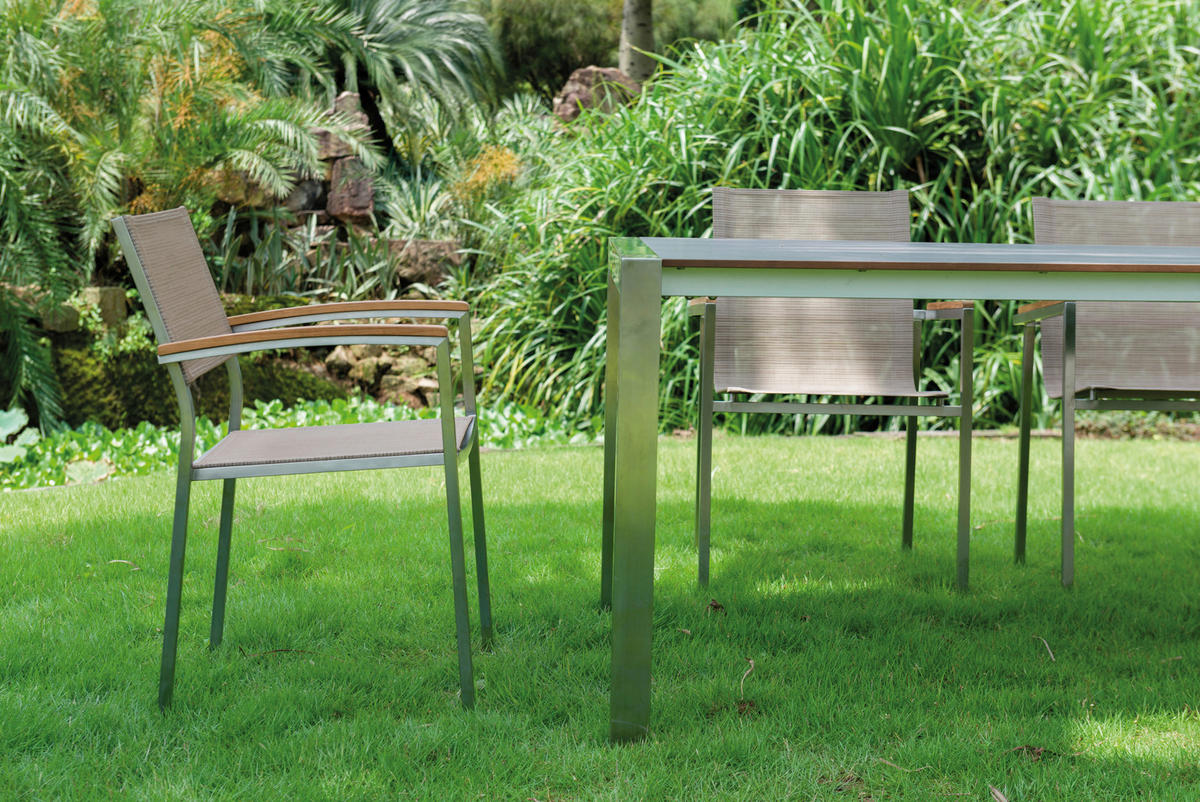 GARTENSET 5-teilig  - Platinfarben/Braun, Basics, Holzwerkstoff/Textil (150/75/90cm) - Gardenson