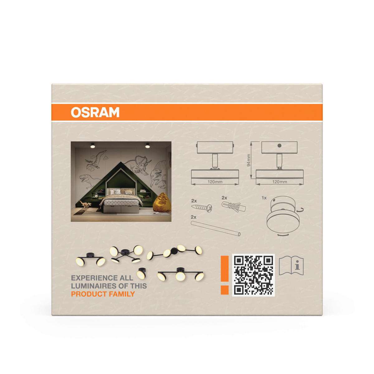 LED-STRAHLER 12/12/9.4 cm   - Schwarz, Basics, Kunststoff/Metall (12/12/9.4cm) - Osram