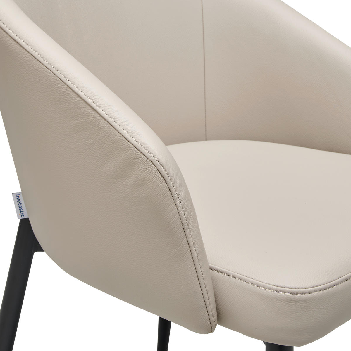ŽIDLE S PODRUČKAMI, ocel, béžová - černá/béžová, Design, kov/kůže (55/81.5/61cm) - Livetastic
