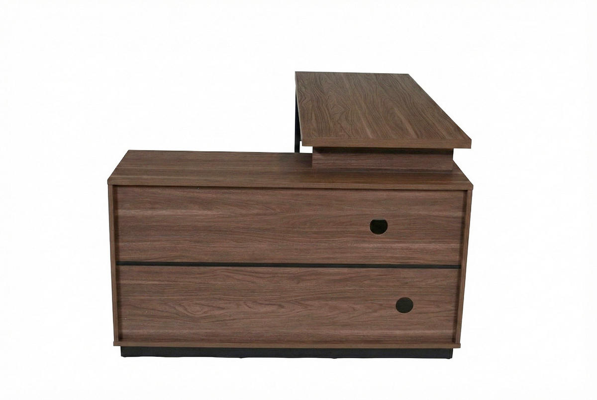 ECKSCHREIBTISCH  Schwarz, Walnussfarben Kabeldurchlass, Stauraum, seitenverkehrt montierbar, in verschiedenen Holzarten erhältlich  - Walnussfarben/Schwarz, KONVENTIONELL, Holzwerkstoff/Metall (150/75,5/116cm) - MID.YOU