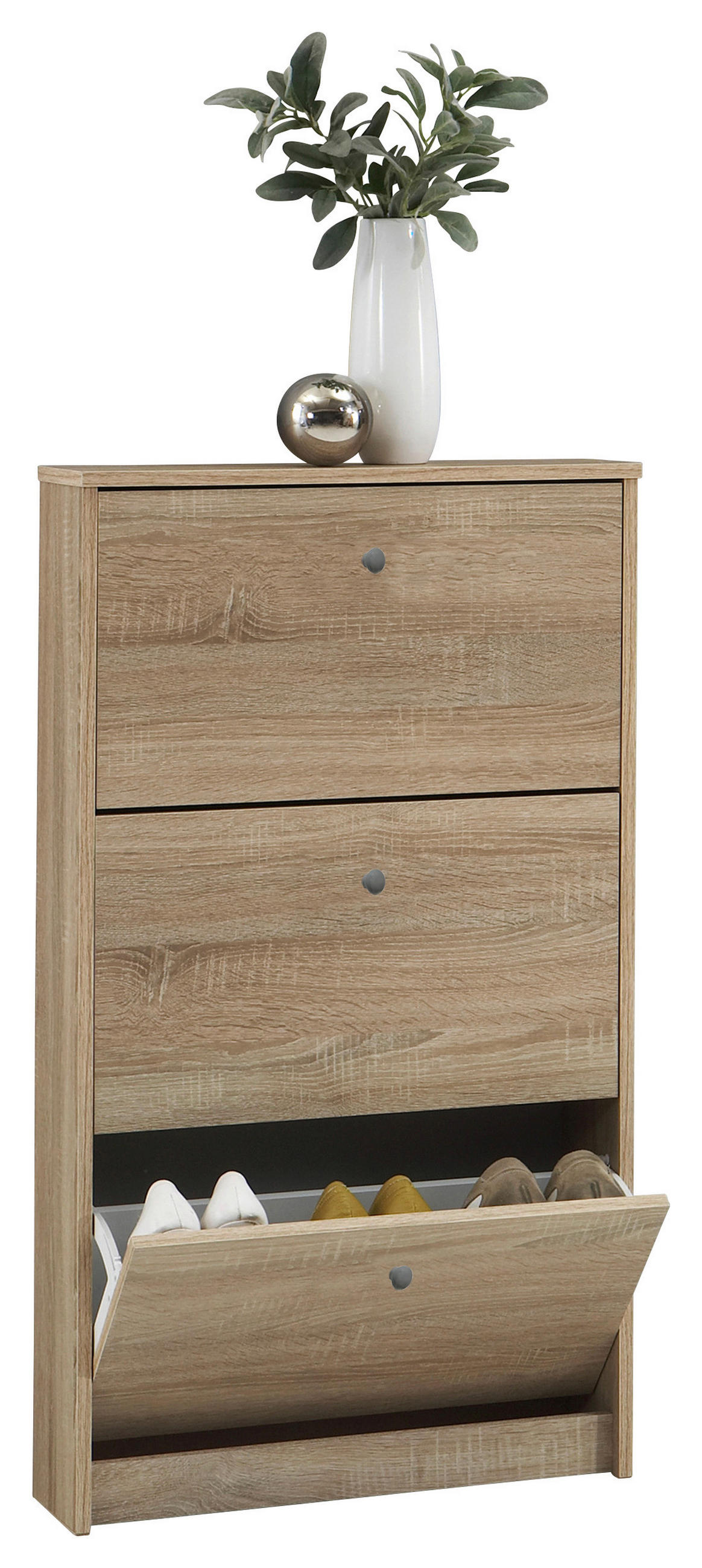 OMARA Z LOPUTAMI ZA ČEVLJE barve hrasta - barve kroma/barve hrasta, Moderno, umetna masa/leseni material (58,5/105/17cm) - Carryhome