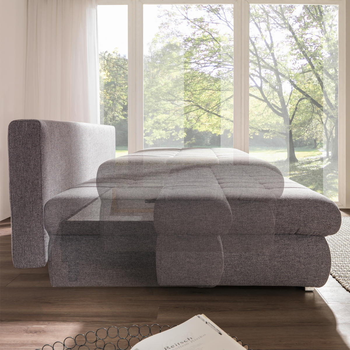 SCHLAFSOFA in Webstoff Grau  - Chromfarben/Rostfarben, Design, Kunststoff/Textil (205/88/96cm) - Ti'me