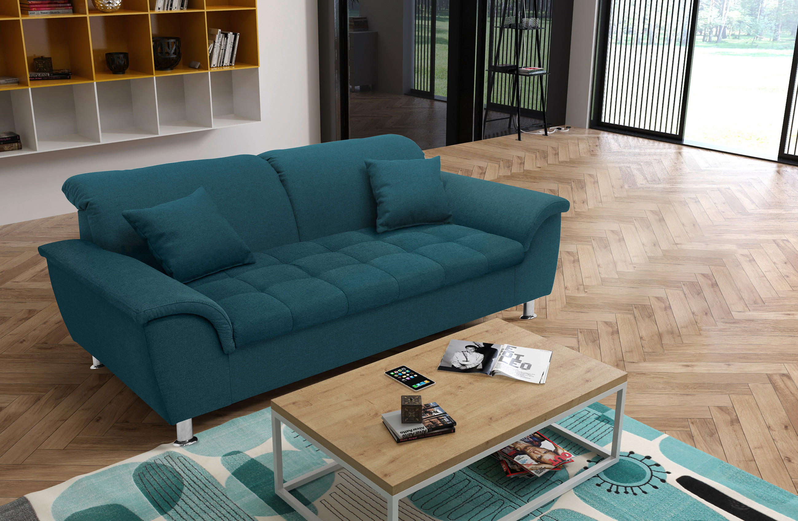 2-SITZER-SOFA in Webstoff Dunkelblau - Chromfarben/Dunkelblau, KONVENTIONELL, Textil/Metall (190/81/97cm) - MID.YOU